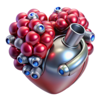 serene abstract A swarm of nanobots assembling a human heart, metallic sheen, microscopic detail, brightly lit operating room lighting, medical illustration style exclusive png