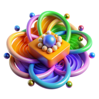 wonderful vintage A quantum computer processing data, visualized as swirling particles and energy fields, vibrant rainbow colours, abstract art style genuine png