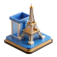 impressive minimalist A 3D printer creating a miniature replica of the Eiffel Tower, layer by layer, bright studio lighting, time lapse photography style premium png