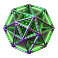 stunning minimalist Geometric fractals composed of interconnected, glowing neon green lines, against a backdrop of deep, velvety purple, rendered in a cyberpunk style genuine png