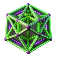 stunning traditional Geometric fractals composed of interconnected, glowing neon green lines, against a backdrop of deep, velvety purple, rendered in a cyberpunk style genuine png