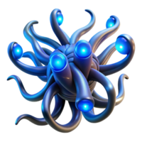 extraordinary classic Intertwined, bioluminescent tendrils of deep sea creatures, emitting pulsating blue light, in a dark, surrealist style high quality png
