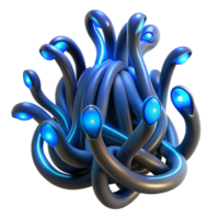 stunning artistic Intertwined, bioluminescent tendrils of deep sea creatures, emitting pulsating blue light, in a dark, surrealist style genuine png