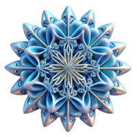 beautiful traditional A complex, fractal pattern resembling a frozen snowflake, rendered in icy blues and whites, illuminated by a cold, ethereal light, in a mathematical art style premium png