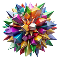 dramatic contemporary A chaotic explosion of colorful, geometric shapes, resembling shattered stained glass, illuminated by a bright, multicolored light, in a cubist style premium png