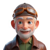 impressive artistic An elderly man with a weathered face and kind eyes, wearing a worn leather aviator cap, soft natural light, photorealistic style detailed png