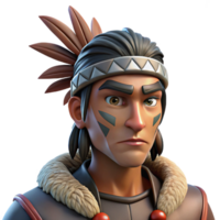 beautiful minimalist A stoic warrior with tribal face paint and a feathered headdress, dimly lit with a single spotlight, hyperrealistic style high quality png