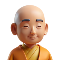 stunning creative A serene monk with a shaved head and peaceful expression, soft natural lighting, minimalist photography style professional png