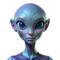 impressive modern Portrait of a beautiful alien with large, expressive eyes and iridescent skin, ethereal lighting, science fiction art style detailed png