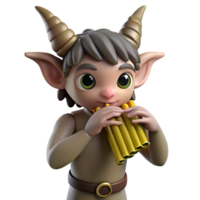 elegant abstract A mischievous satyr playing a pan flute in a sun drenched forest glade, Art Nouveau style, dappled lighting, high resolution png
