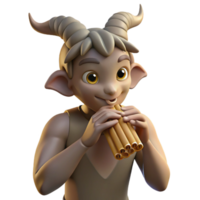 vibrant rustic A mischievous satyr playing a pan flute in a sun drenched forest glade, Art Nouveau style, dappled lighting, premium png