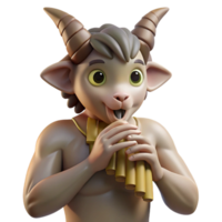 beautiful abstract A mischievous satyr playing a pan flute in a sun drenched forest glade, Art Nouveau style, dappled lighting, high resolution png