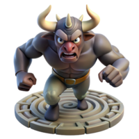 vibrant contemporary A powerful minotaur raging in a labyrinth, dynamic perspective, dramatic lighting, comic book style, detailed png
