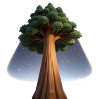 serene traditional A giant sequoia tree reaching towards a starry night sky, low angle shot, epic scale, dark and moody detailed png