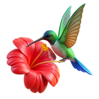 magnificent contemporary A hummingbird hovering near a bright red hibiscus flower, vibrant colors, sharp focus, dynamic motion blur exclusive png