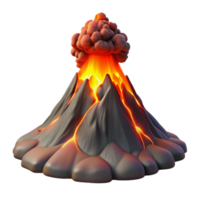 serene minimalist An erupting volcano spewing lava and ash, dramatic lighting, dark and fiery, apocalyptic high resolution png