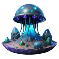 wonderful minimalist A giant, bioluminescent jellyfish, drifting through the deep ocean of an alien world. Dark, mysterious lighting. Surreal style high resolution png