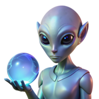 beautiful abstract A beautiful, humanoid alien with iridescent skin and large, expressive eyes, holding a glowing orb. Soft, magical lighting. Fantasy sci fi style genuine png