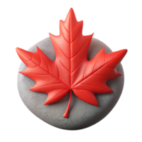 stunning traditional A single, vibrant red maple leaf delicately balanced on a smooth, grey river stone, illuminated by a soft, diffused sunlight. Macro photography, hyperrealistic high resolution png