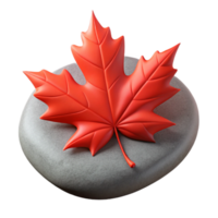 impressive traditional A single, vibrant red maple leaf delicately balanced on a smooth, grey river stone, illuminated by a soft, diffused sunlight. Macro photography, hyperrealistic premium png