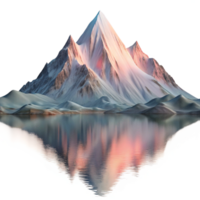 impressive abstract A majestic snow capped mountain peak reflected in a crystal clear alpine lake at dawn, with pastel hues and a touch of mist. Photorealistic, widescreen authentic png