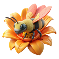 serene classic A close up of a bee collecting pollen from a vibrant flower, with detailed textures and warm colors. Macro photography, nature documentary style premium png