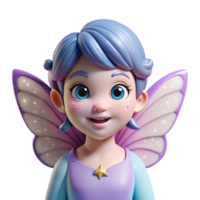 magnificent minimalist Portrait of a whimsical fairy with delicate butterfly wings, sparkling glitter, and a mischievous grin, soft pastel colors, dreamlike style professional png
