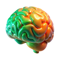 serene vintage A holographic projection of a human brain, rotating slowly and displaying complex neural networks in vibrant orange and green, lit by a cool, clinical light.... png