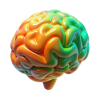 impressive rustic A holographic projection of a human brain, rotating slowly and displaying complex neural networks in vibrant orange and green, lit by a cool, clinical light.... png