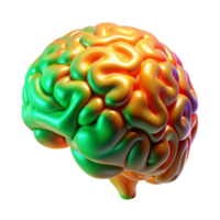 impressive creative A holographic projection of a human brain, rotating slowly and displaying complex neural networks in vibrant orange and green, lit by a cool, clinical light.... png