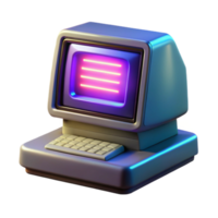 vibrant creative A vintage computer terminal displaying complex code, CRT monitor glow, dark room illuminated by the screen, retro futuristic style professional png