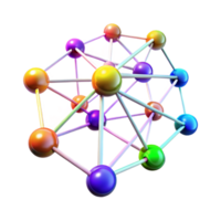wonderful minimalist A network of interconnected nodes pulsating with data, vibrant multicolored light trails, data visualization style, dark background illuminated by the network professional png