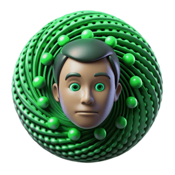 heiter modern ein Gesicht entstehenden von ein wirbelnd Wirbel von binär Code, Grün und schwarz Farbe planen, Digital Kunst Stil exklusiv png