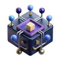 impressive abstract A quantum computer processing complex data, glowing qubits suspended in a dark void, abstract and scientific style exclusive png