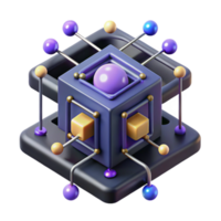 stunning modern A quantum computer processing complex data, glowing qubits suspended in a dark void, abstract and scientific style genuine png