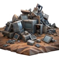 wonderful abstract A desolate landscape filled with discarded technological debris, rusty metal and broken screens, post-apocalyptic setting, dim, overcast lighting detailed png