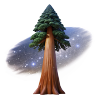beautiful creative A giant sequoia tree reaching towards a starry night sky, illuminated by the Milky Way, digital art style exclusive png