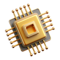 wonderful artistic A single microchip, magnified and highly detailed, its golden circuits forming an intricate pattern, lit by a scanning electron microscope, scientific style 4K png