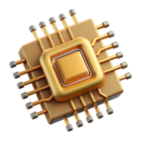 extraordinary modern A single microchip, magnified and highly detailed, its golden circuits forming an intricate pattern, lit by a scanning electron microscope, scientific style high quality png