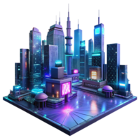 elegant classic A futuristic cityscape at night, towering holographic advertisements shimmering in the rain slicked streets, cyberpunk style, illuminated by neon signs and headlights genuine png