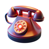 magnificent modern A vintage rotary phone, its dial glowing an eerie red, floating in a dark void, surreal style, dimly lit detailed png