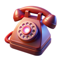 dramatic minimalist A vintage rotary phone, its dial glowing an eerie red, floating in a dark void, surreal style, dimly lit 4K png