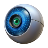 wonderful rustic A close up of a robotic eye, its iris a complex camera lens, reflecting a binary code, lit by a single light source exclusive png
