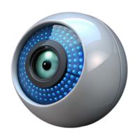 impressive vintage A close up of a robotic eye, its iris a complex camera lens, reflecting a binary code, lit by a single light source exclusive png