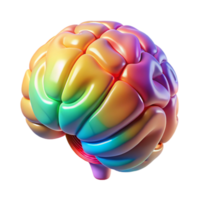 wonderful traditional A holographic projection of a human brain, rotating slowly, different areas highlighting in various colors, lit from within, scientific style original png