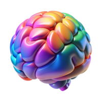 vibrant creative A holographic projection of a human brain, rotating slowly, different areas highlighting in various colors, lit from within, scientific style authentic png