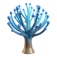 elegant artistic A bioluminescent tree, its branches made of fiber optic cables, pulsing with data, lit by its own internal glow, fantasy style exclusive png