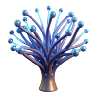 extraordinary contemporary A bioluminescent tree, its branches made of fiber optic cables, pulsing with data, lit by its own internal glow, fantasy style genuine png