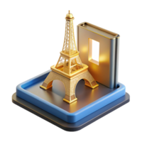 magnificent minimalist A 3D printer constructing a miniature replica of the Eiffel Tower, layer by layer, lit by the printer's internal light, minimalist style high quality png