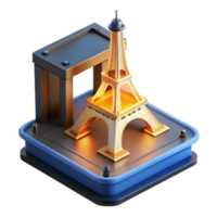 serene artistic A 3D printer constructing a miniature replica of the Eiffel Tower, layer by layer, lit by the printer's internal light, minimalist style genuine png